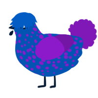 A ultramarine and violet chicken with a speckle pattern