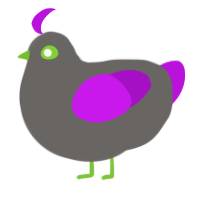 A grey and amethyst chicken