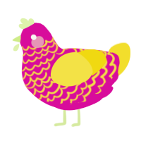 (unnamed), a fuchsia and yellow chicken with a lace pattern
