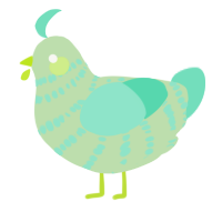 A gluppy and mint chicken with a bar pattern