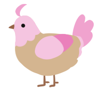 little cuppycake, a beige and pink chicken with a head pattern