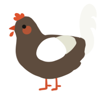finch, a bark and white chicken