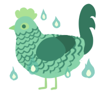 A aqua and sea chicken with a lace pattern