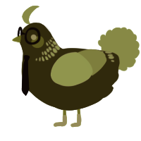 A olive and apple chicken with a neck-band pattern