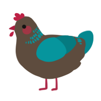 A bark and teal chicken with a neck-band pattern