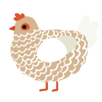A beige and white chicken with a lace pattern