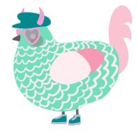 A mint and rose chicken with a lace pattern