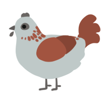 A silver and russet chicken with a neck-speckle pattern