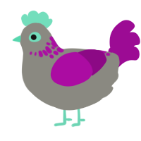 A ash and plum chicken with a neck-speckle pattern
