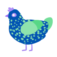 A ultramarine and spring chicken with a speckle pattern