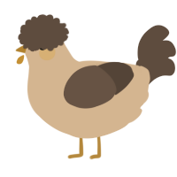 A beige and bark chicken