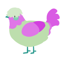 Sourpatch, a gluppy and orchid chicken with a head pattern