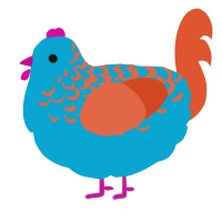 A cerulean and vermilion chicken with a half-lace pattern