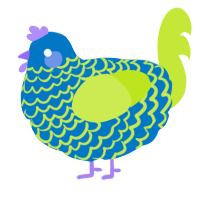 A sapphire and lime chicken with a lace pattern