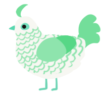 A white and spring chicken with a lace pattern