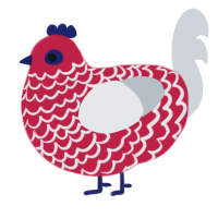 A crimson and mist chicken with a lace pattern