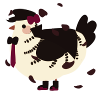 A cream and black chicken with a half-bar pattern