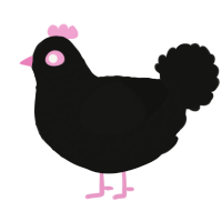A black chicken with a lace pattern