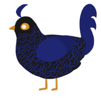anglerfish, a sable and navy chicken with a double-lace pattern