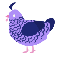 A lilac and navy chicken with a lace pattern