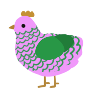 A lavender and viridian chicken with a lace pattern