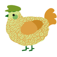A lemon and orange chicken with a double-lace pattern