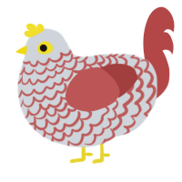 A mist and red chicken with a lace pattern