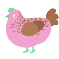A pink and brown chicken with a half-lace pattern