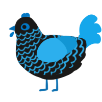 Ravey Davey, a sable and sky chicken with a lace pattern