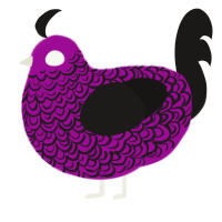 A plum and sable chicken with a double-lace pattern