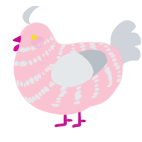 Ranya, a rose and mist chicken with a bar pattern