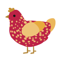 CNY, a crimson and honey chicken with a speckle pattern