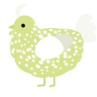 A lemon and white chicken with a speckle pattern