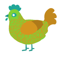 pistachio, a grass and ochre chicken with a double-lace pattern