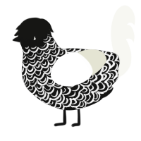 40 Below, a black and white chicken with a double-lace pattern