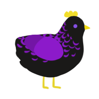 Homura Akemi, a sable and violet chicken with a half-lace pattern