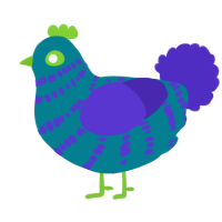 A sea and indigo chicken with a bar pattern
