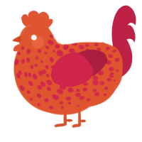 Lavagirl, a vermilion and crimson chicken with a speckle pattern