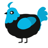 A black and cerulean chicken with a head pattern