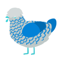 A silver and sapphire chicken with a lace pattern