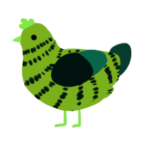 RAWRIMADINO, a blurple and rose chicken with a bar pattern