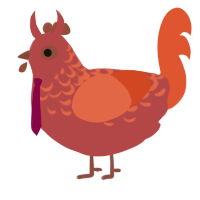 Kam, a red and vermilion chicken with a half-lace pattern