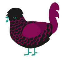 Rave Maeve, a sable and wine chicken with a lace pattern