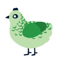 A gluppy and viridian chicken with a half-lace pattern