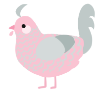 A rose and silver chicken with a lace pattern