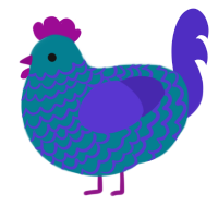 A sea and indigo chicken with a lace pattern