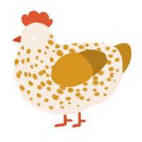 smore, a cream and ochre chicken with a speckle pattern