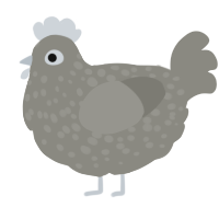 A ash chicken with a speckle pattern