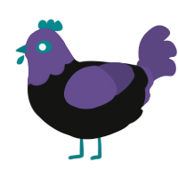 glare, a black and overcast chicken with a head pattern