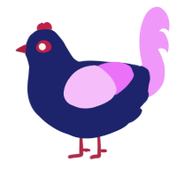 Voidigo, a navy and lavender chicken